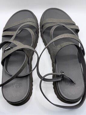 UGG Women's GoldenGaze Embossed Ankle Wrap Sandals, Dense Smoke